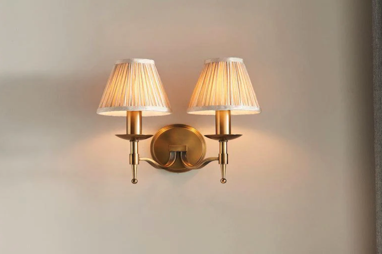 Vintage Inspired Hallway Design with Brass Wall Sconce Lighting